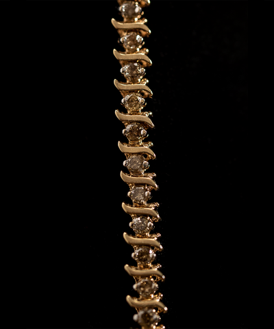 Woman’s Champagne Diamonds 10k Gold Tennis Bracelet - ONeil's Jewelry 