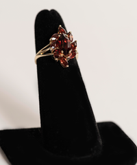 Vintage Garnet Cluster 10k Yellow Gold - ONeil's Jewelry 