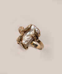 Vintage Baroque Pearl Ring 14k Yellow Gold - ONeil's Jewelry 