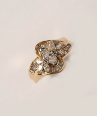 Vintage Diamond Cluster Baguette Ring 14k Yellow Gold - ONeil's Jewelry 