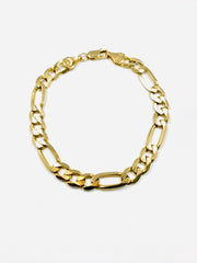 Men’s Heavy Solid Figaro 8mm Wide Bracelet 10k Yellow Gold - ONeil's Jewelry 