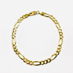 Unisex Figaro 5mm Wide Bracelet 14k Yellow Gold - ONeil's Jewelry 