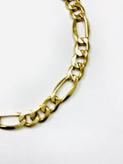 Men’s Hollow Figaro 8mm wide Bracelet 10k Yellow Gold - ONeil's Jewelry 