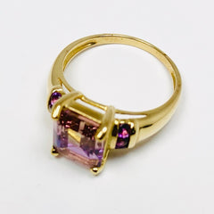 Vintage Woman's Ametrine Ring 9K Yellow Gold - ONeil's Jewelry 