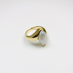 Beautiful Vintage Baroque Pearl Ring 14k Yellow Gold - ONeil's Jewelry 