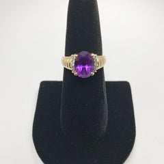 Vintage Amethyst and Diamond Ring 10k Yellow Gold - ONeil's Jewelry 