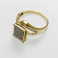 Pave Cluster Diamond Ring 10k Yellow Gold - ONeil's Jewelry 