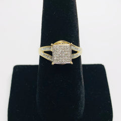 Pave Cluster Diamond Ring 10k Yellow Gold - ONeil's Jewelry 