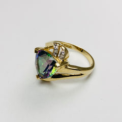 Mystic Topaz and Diamond Ring 10k Yellow Gold - ONeil's Jewelry 