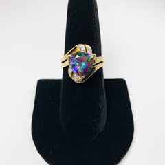 Mystic Topaz and Diamond Ring 10k Yellow Gold - ONeil's Jewelry 