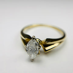 Vintage Marquise Solitaire Diamond Engagement Ring 14k Yellow Gold - ONeil's Jewelry 