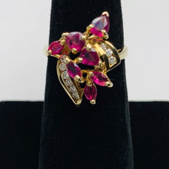 Vintage Woman's Ruby and Diamond Ring 14k Yellow Gold - ONeil's Jewelry 