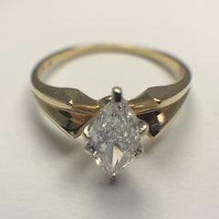 Vintage Marquise Solitaire Diamond Engagement Ring 14k Yellow Gold - ONeil's Jewelry 