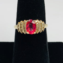 Pink Sapphire and Diamond Ring10k Gold - ONeil's Jewelry 