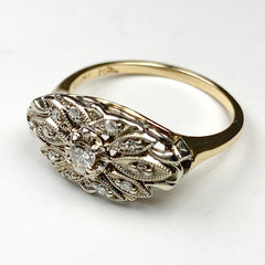 Vintage Art Deco Diamond Ring 14k Yellow and White Gold - ONeil's Jewelry 