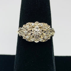 Vintage Art Deco Diamond Ring 14k Yellow and White Gold - ONeil's Jewelry 