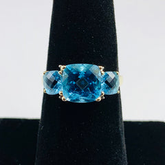 Vintage Woman's Blue Topaz Ring 10k Yellow Gold - ONeil's Jewelry 