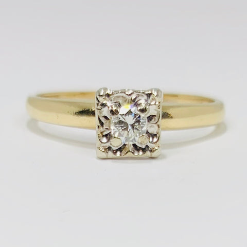 Vintage Petite Solitaire Diamond Ring 14k Yellow Gold - ONeil's Jewelry 