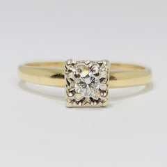 Vintage Petite Solitaire Diamond Ring 14k Yellow Gold - ONeil's Jewelry 